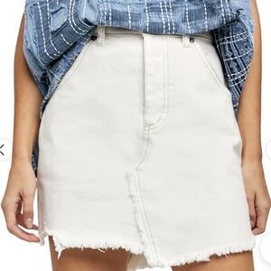 Free People We The Free Brea Antique white Denim Cutoff Skirt Distressed 26